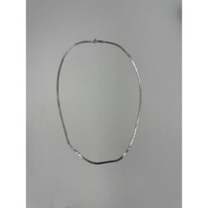 Vintage ITALY 925 Sterling Silver Round Necklace Herringbone 18" Long 9 Grams